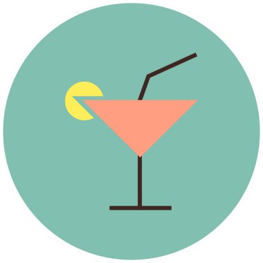 Kokteyl düz simgesi, vektör, illüstrasyon  