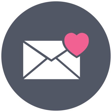 Kalp ikonlu mesaj kutusu. Vektör illüstrasyonu