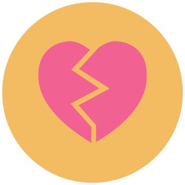 kalp kırma yassı simgesi, vektör, illüstrasyon, romantik kavram 