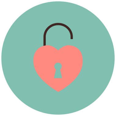 Kalpli kilit düz simge, vektör, illüstrasyon