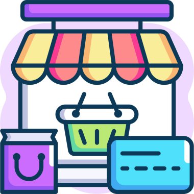 minimalist vektör illüstrasyonu, çevrimiçi depolama kavramı