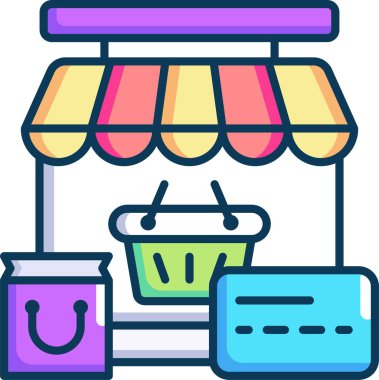 minimalist vektör illüstrasyonu, çevrimiçi depolama kavramı