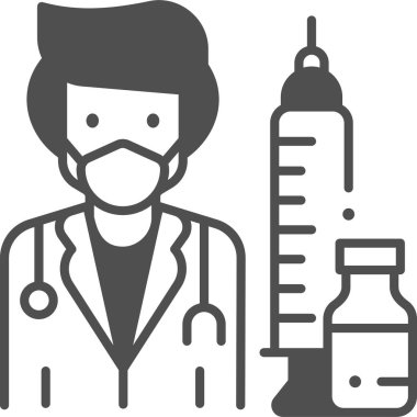 Şırıngalı doktorun minimalist vektör çizimi