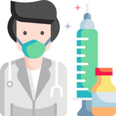 Şırıngalı doktorun minimalist vektör çizimi