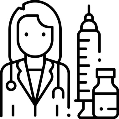 Kadın doktorun şırıngalı minimalist vektör çizimi