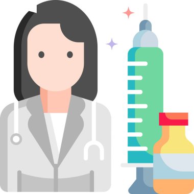 Kadın doktorun şırıngalı minimalist vektör çizimi