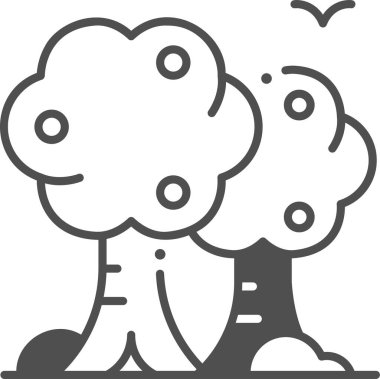 Çizgi film ağaçlarının minimalist vektör çizimi