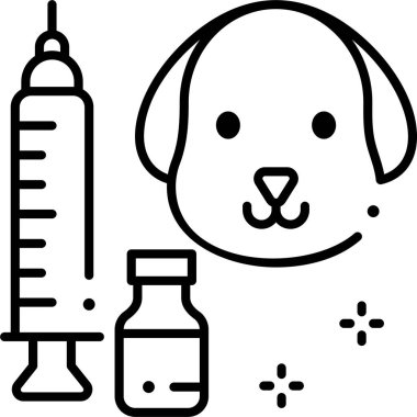 Minimalist vektör illüstrasyonu, evcil hayvan aşısı kavramı