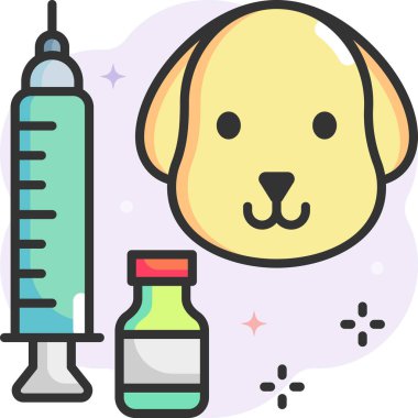 Minimalist vektör illüstrasyonu, evcil hayvan aşısı kavramı