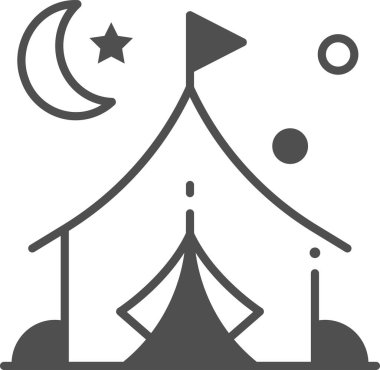 Çizgi film çadırının minimalist vektör çizimi