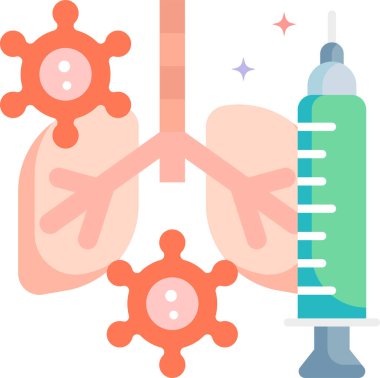 Virüslü ve şırıngalı insan akciğerlerinin minimalist çizimi