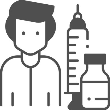 Aşısı olan insanın minimalist vektör çizimi