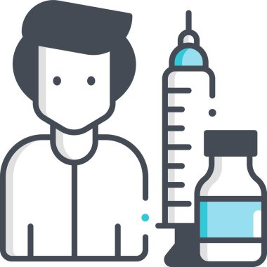 Aşısı olan insanın minimalist vektör çizimi