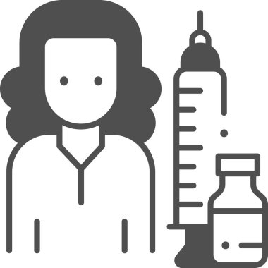 Aşısı olan karikatür kadının minimalist vektör çizimi