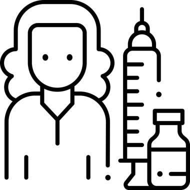 Aşısı olan karikatür kadının minimalist vektör çizimi