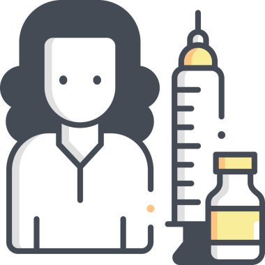 Aşısı olan karikatür kadının minimalist vektör çizimi