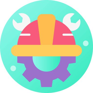 Teçhizatın miğferli minimalist vektör illüstrasyonu