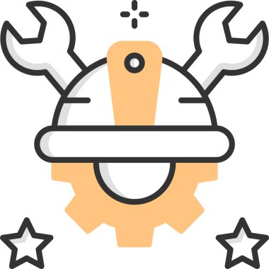 Teçhizatın miğferli minimalist vektör illüstrasyonu