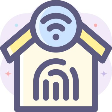 Parmak izli akıllı evin minimalist vektör çizimi