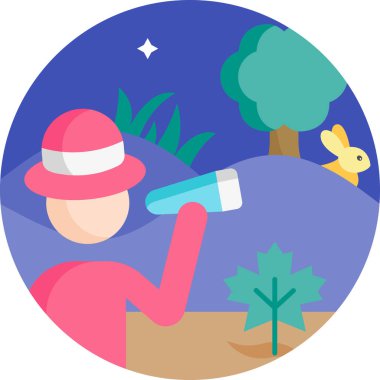 Dürbünlü insanın minimalist vektör çizimi