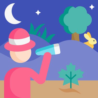 Dürbünlü insanın minimalist vektör çizimi