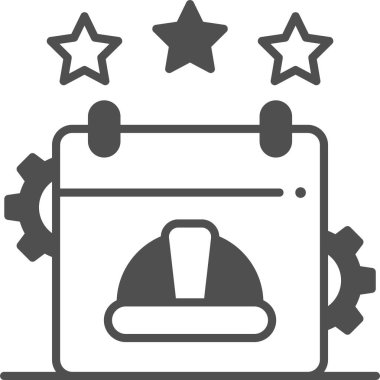 minimalist vektör illüstrasyonu, kask takılı takvim