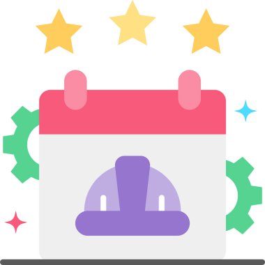 minimalist vektör illüstrasyonu, kask takılı takvim