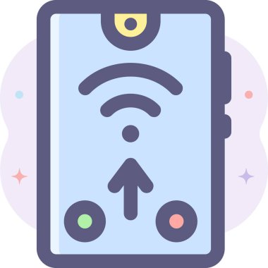 Minimalist vektör illüstrasyonu, akıllı telefon ekranında kablosuz ağ