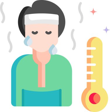 Minimalist vektör illüstrasyonu, ateşi olan kişi