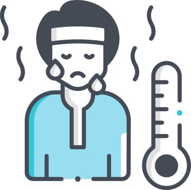 Minimalist vektör illüstrasyonu, ateşi olan kişi