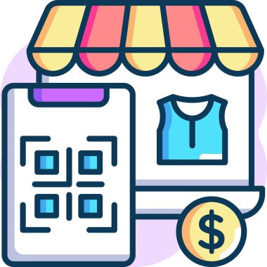 asgari vektör illüstrasyonu, qr satın alma kavramı