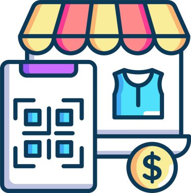 asgari vektör illüstrasyonu, qr satın alma kavramı