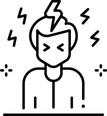 minimalist vektör illüstrasyonu, baş ağrısı kavramı