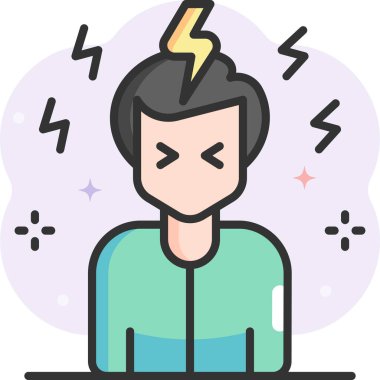 minimalist vektör illüstrasyonu, baş ağrısı kavramı