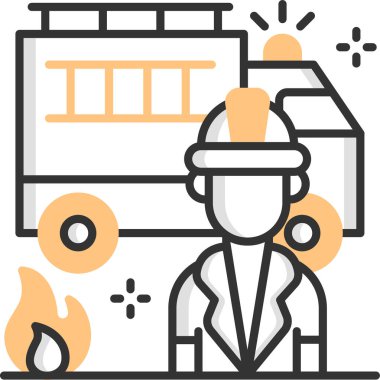 Minimalist vektör çizimi, itfaiyeci işi