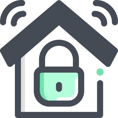 Minimalist vektör illüstrasyonu, ev güvenliği kavramı