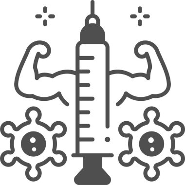 Minimalist vektör çizimi, aşı gücü konsepti