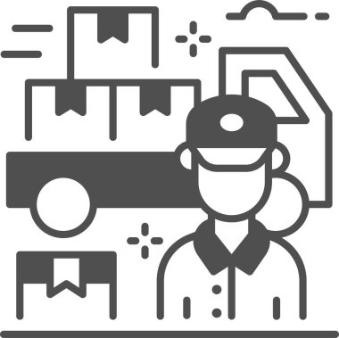 asgari vektör illüstrasyonu, kurye işi