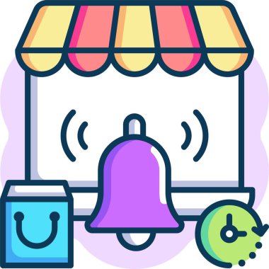 Minimalist vektör illüstrasyonu, bildirim çanı kavramı