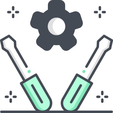 İki tamir aracının minimalist vektör çizimi