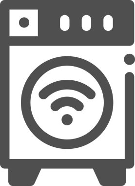 wifi sembollü akıllı çamaşır makinesinin minimalist vektör çizimi