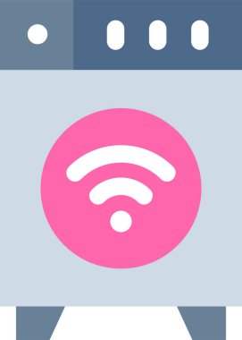 wifi sembollü akıllı çamaşır makinesinin minimalist vektör çizimi