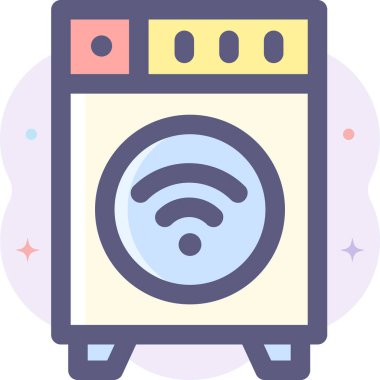 wifi sembollü akıllı çamaşır makinesinin minimalist vektör çizimi