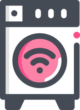 wifi sembollü akıllı çamaşır makinesinin minimalist vektör çizimi