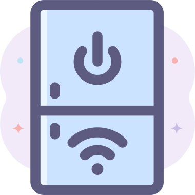 Buzdolabının güç ve kablosuz ağ tabelalı minimalist çizimi