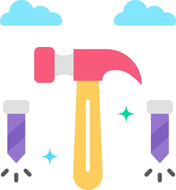 Çekiç aracının minimalist çizgi film çizimi