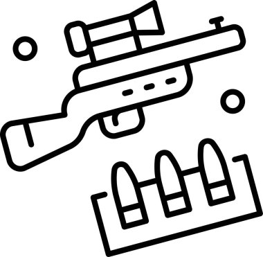 Mermili silahın minimalist çizgi film çizimi