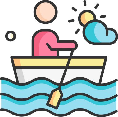 Teknedeki adamın minimalist karikatür çizimi