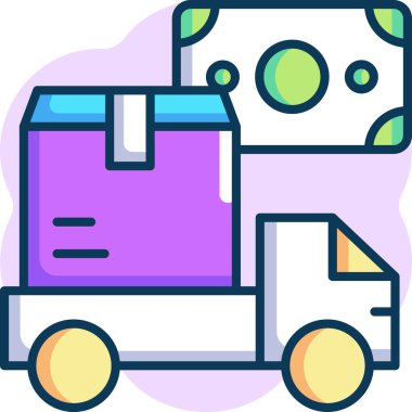 Nakit parayla teslimat kamyonunun minimalist vektör çizimi