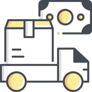 Nakit parayla teslimat kamyonunun minimalist vektör çizimi